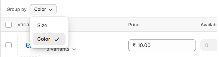 group by variants shopify
