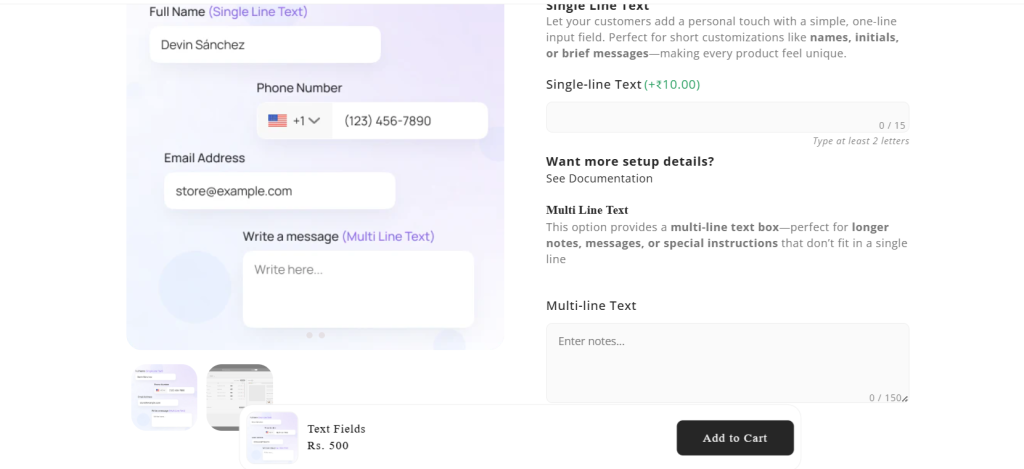 text field shopify