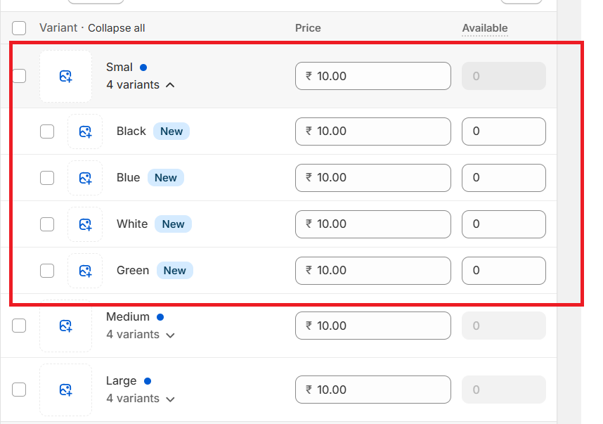 variant images in shopify