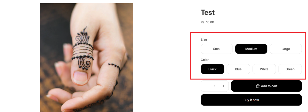 shopify variant products