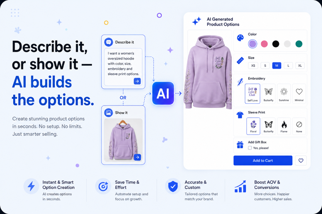 AI product options generator for Shopify fashion stores