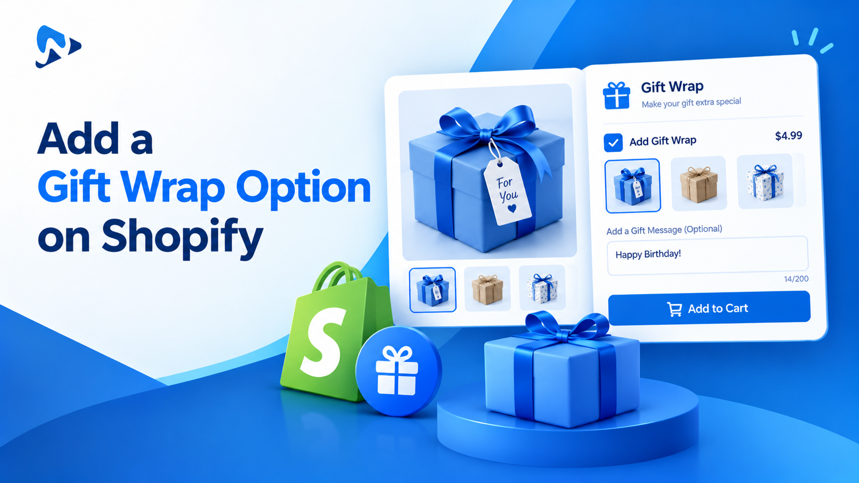 Gift wrap checkbox with price and gift message field on a Shopify product page