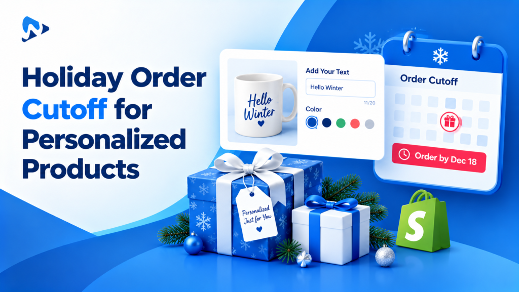 Holiday order-by date message next to an engraving field on a Shopify product page