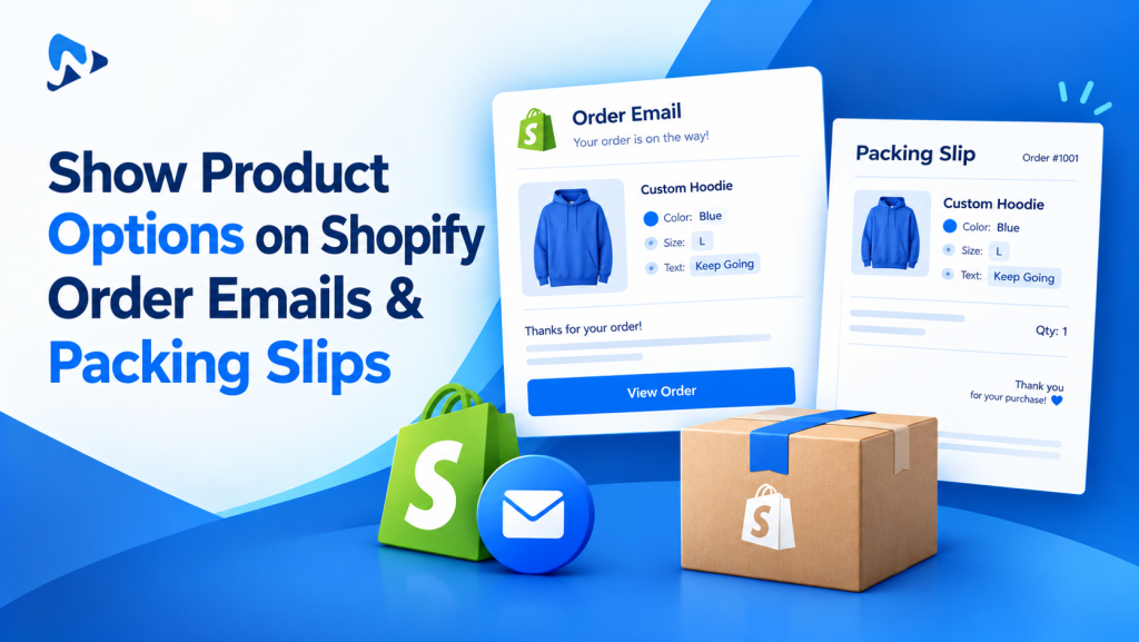 Shopify packing slip showing engraving text and gift message under the product
